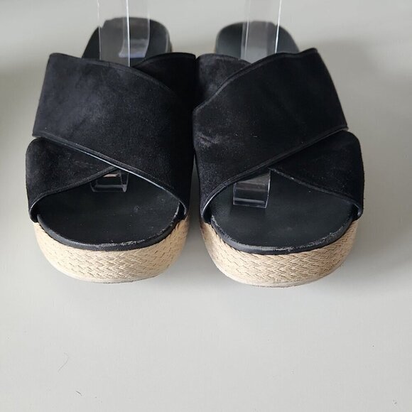 VINCE | Villaire Crisscross Suede Espadrille Slide Sandals Black Sz 10M - Picture 3 of 6